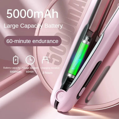 Wireless Hair Straightener Flat Iron Mini 2 IN 1 Roller USB