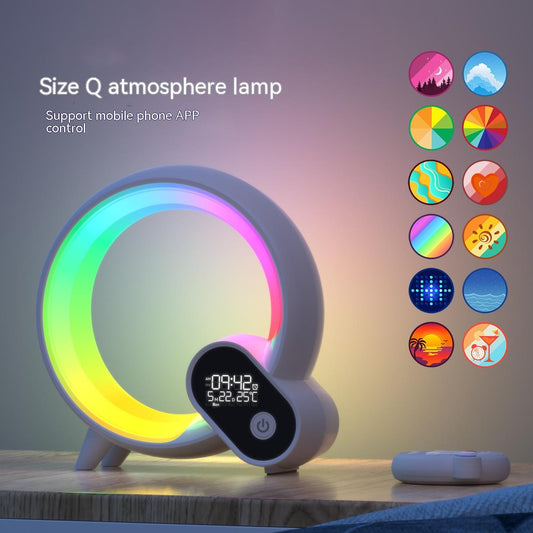 Creative Q Light Analog Sunrise Digital Display Alarm Clock Bluetooth Audio Intelligent Wake-up Q Colorful Atmosphere Light - NspireXo